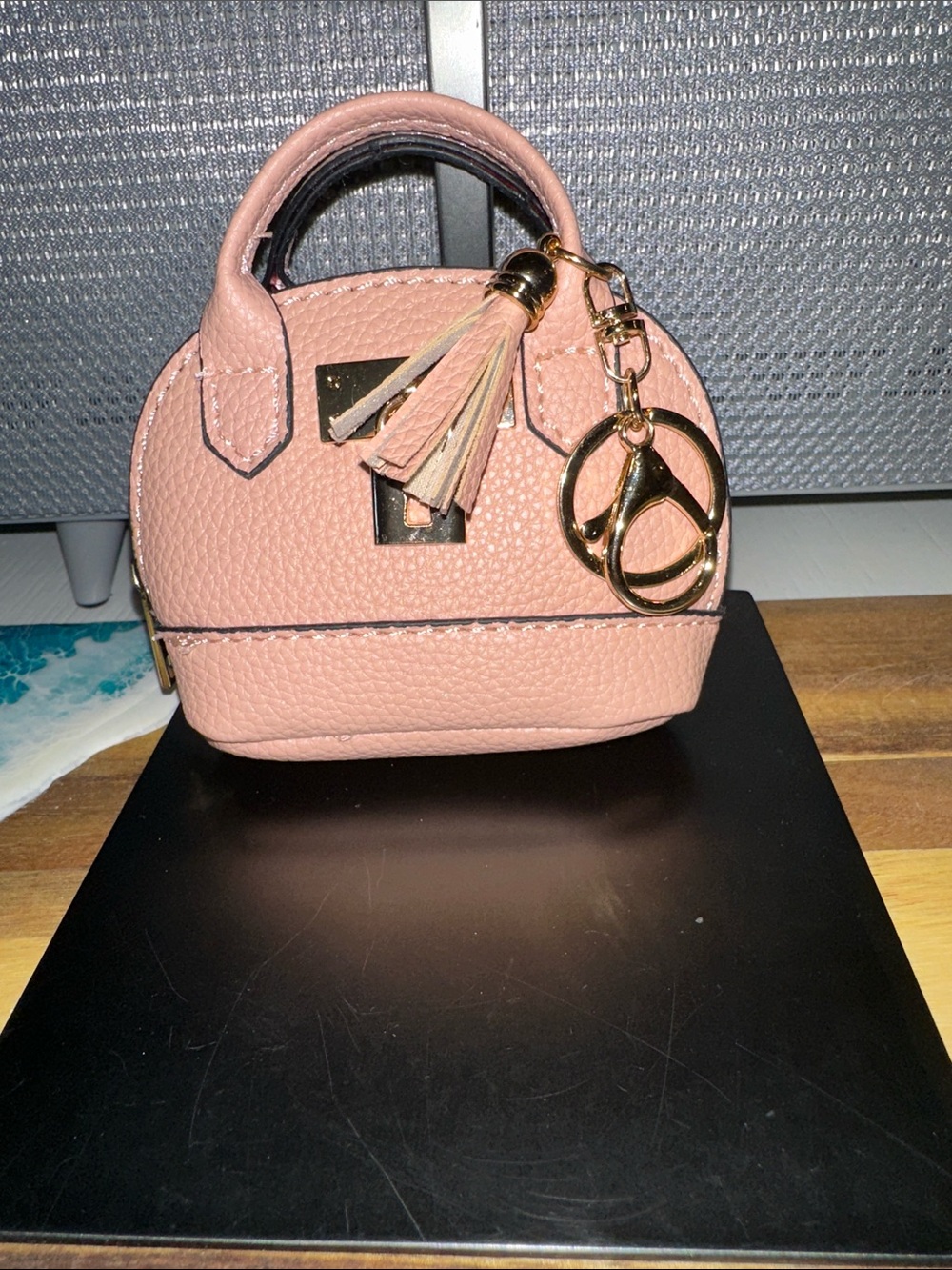 Pink Mini Dome Keychain Purse with Tassel